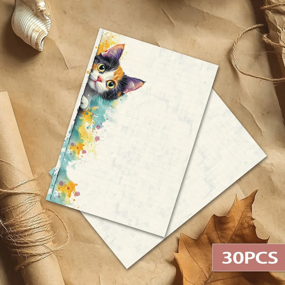 π Peeking Calico Cat B5 Writing Sheets β 30 PCS Cozy Stationery - Image 4