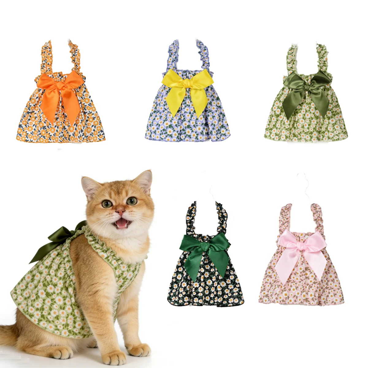 Summer Blossom Kitty Dress. Romantic Floral Party Outfit for Cats - Image 25