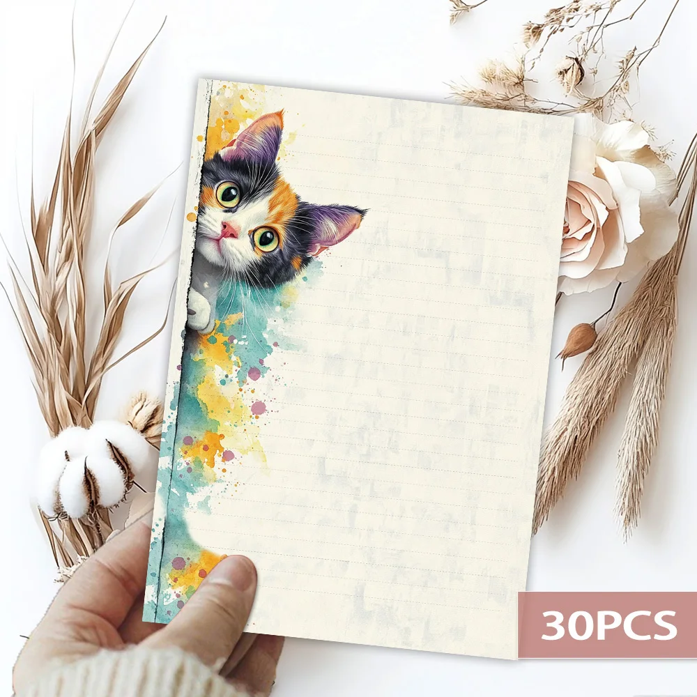 π Peeking Calico Cat B5 Writing Sheets β 30 PCS Cozy Stationery - Image 5