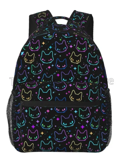 Kawaii Black Cat Back Pack - Large Capacity Travel, School & Office Bag
