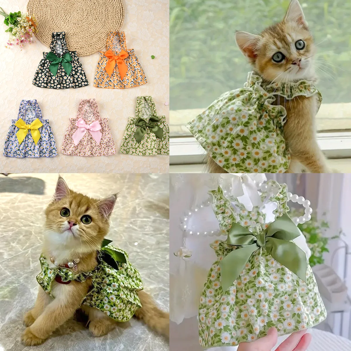 Summer Blossom Kitty Dress. Romantic Floral Party Outfit for Cats - Image 2