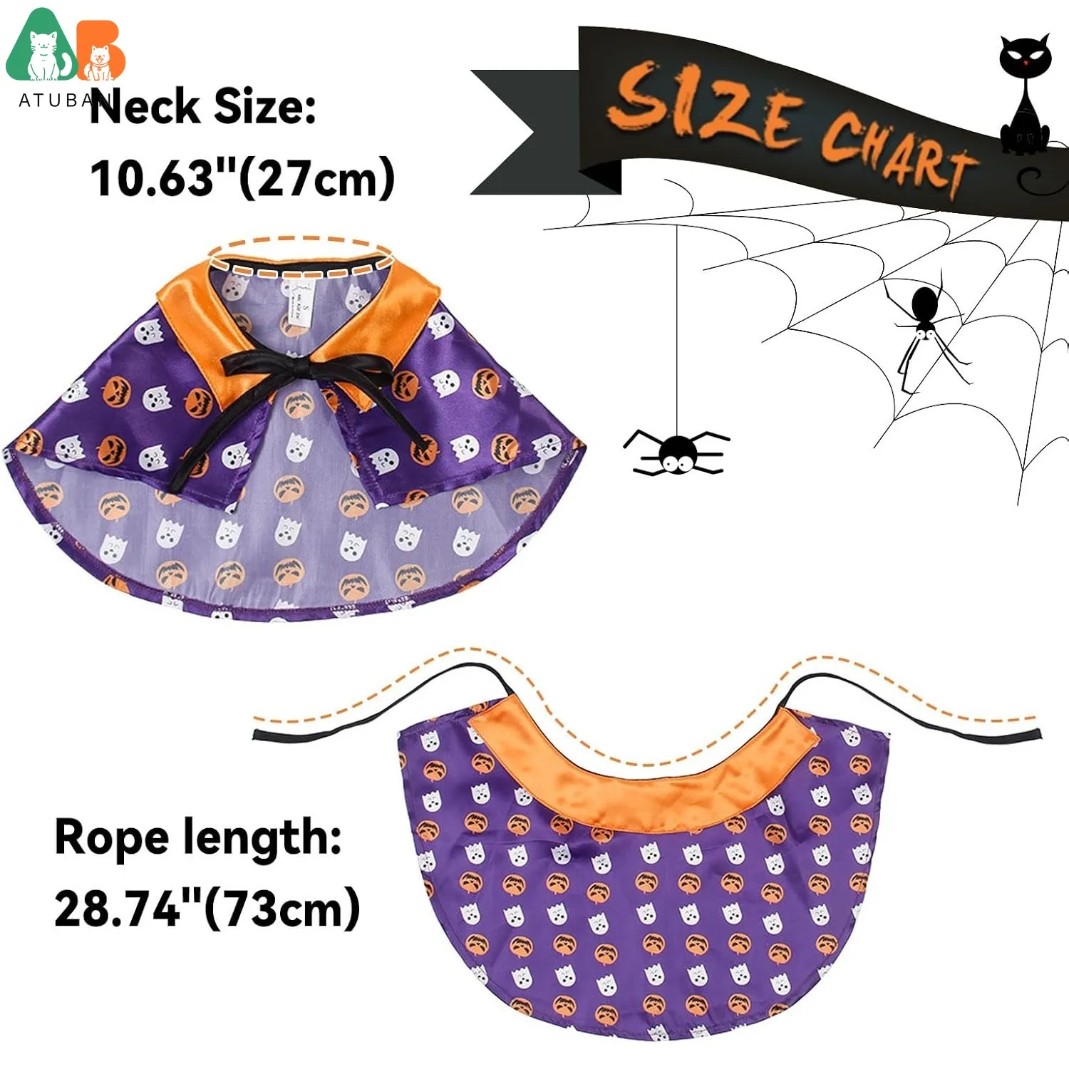 Magical Cat Wizard Cloak, Halloween Pumpkin Ghost Cape for Kitties. - Image 4