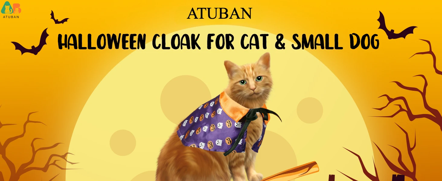 Magical Cat Wizard Cloak, Halloween Pumpkin Ghost Cape for Kitties. - Image 7