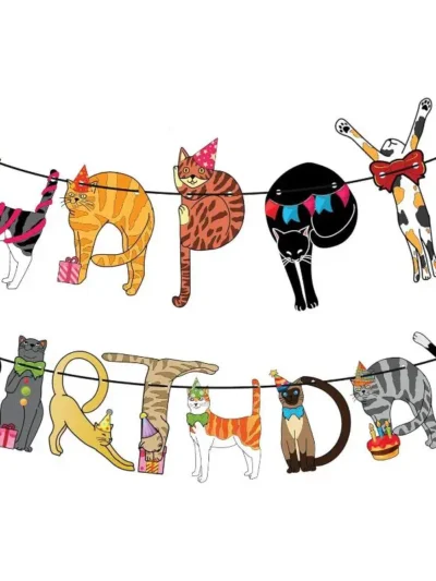 🎉 Cat Birthday Party Banner — Purrfect for Your Kitty’s Big Day