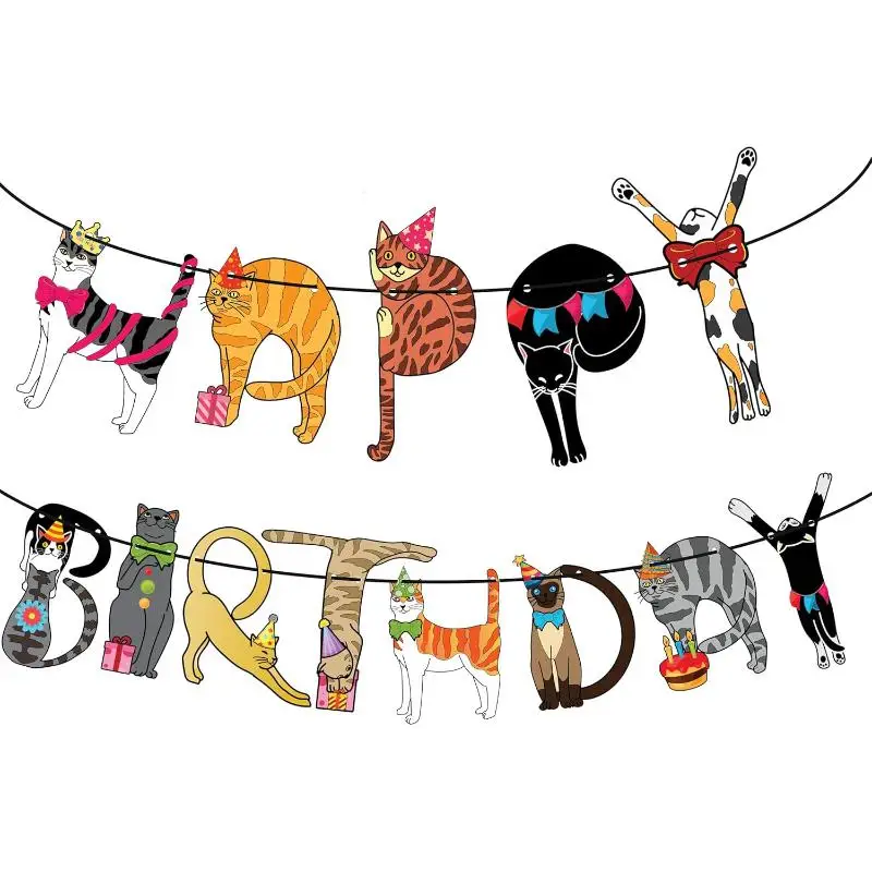 🎉 Cat Birthday Party Banner — Purrfect for Your Kitty’s Big Day