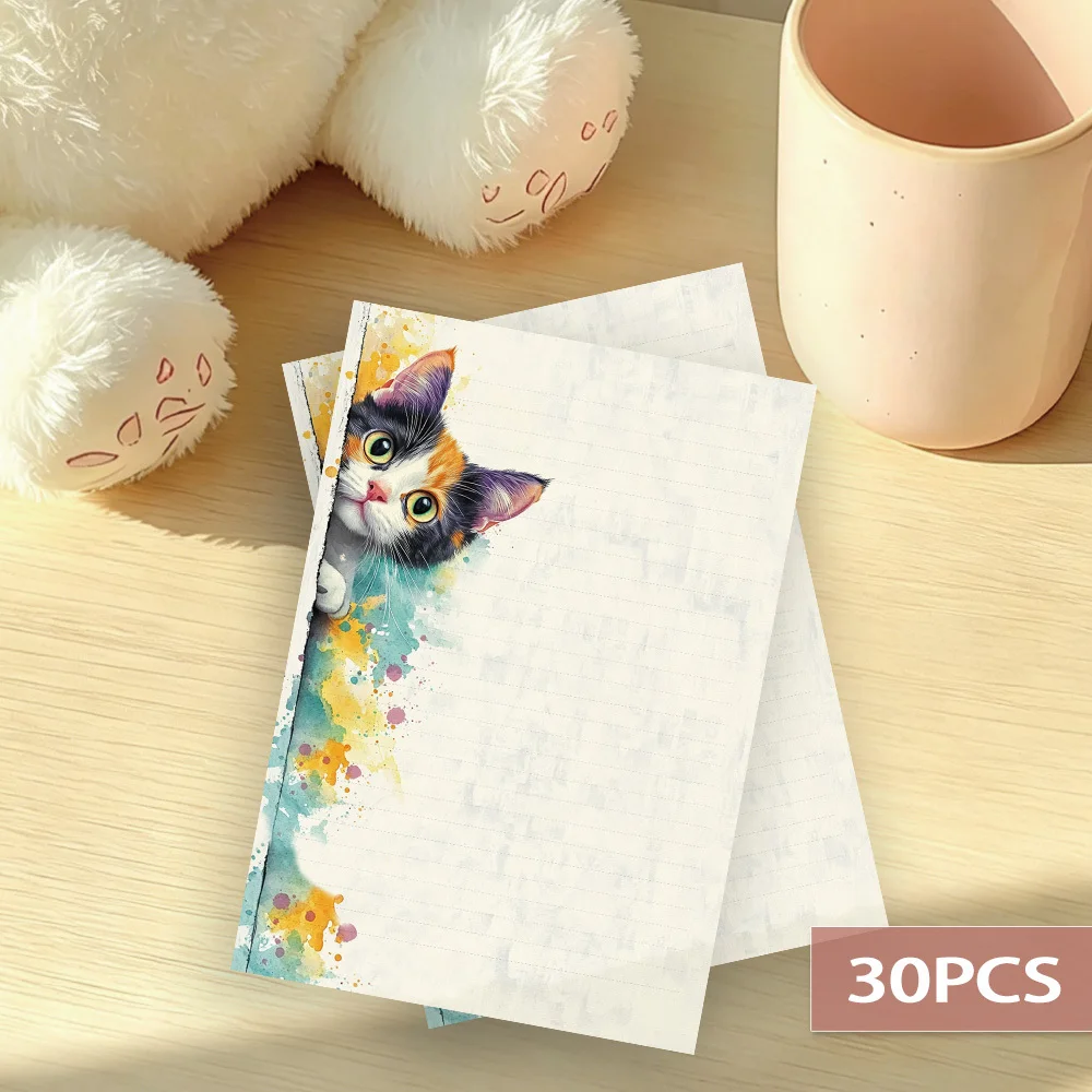 π Peeking Calico Cat B5 Writing Sheets β 30 PCS Cozy Stationery - Image 6