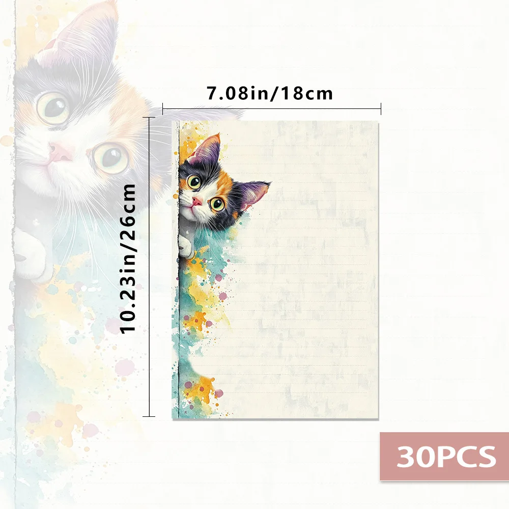 π Peeking Calico Cat B5 Writing Sheets β 30 PCS Cozy Stationery - Image 7