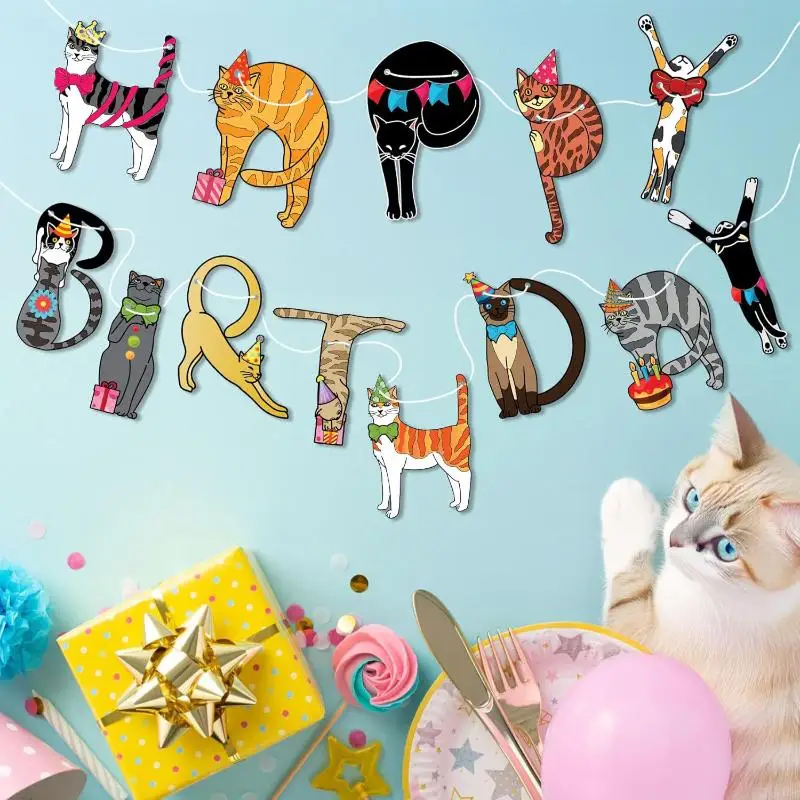 🎉 Cat Birthday Party Banner — Purrfect for Your Kitty’s Big Day - Image 2