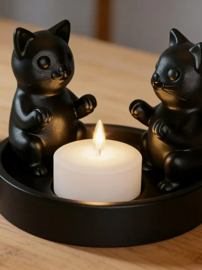 Moonlit Kitty Candle Holder (Candle Not Included) “Let your light rest in good paws.”