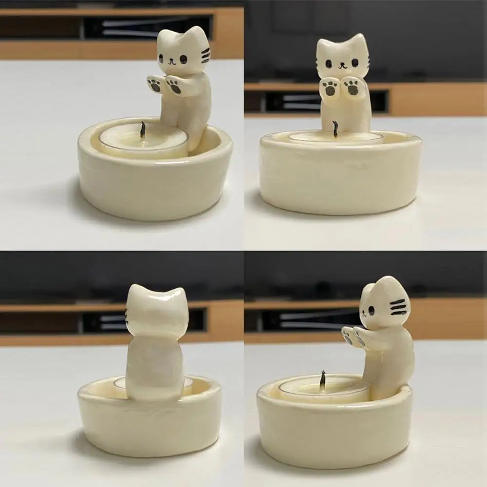 Cartoon Cat Candle Holder Table Home Decoration. Candle not included. Creative Funny Cat Aromatherapy Candles Candlestick Cat Warming Paws Candlestick - Image 14