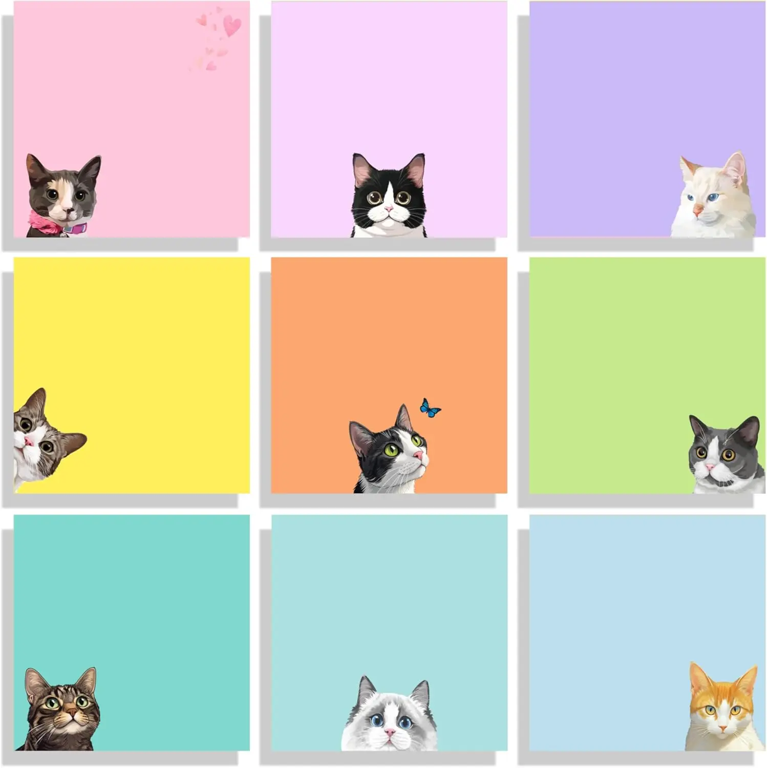 Black Cat Sticky Notes -9 Pad 3 X 3 Memo Set for School & Office - Image 7
