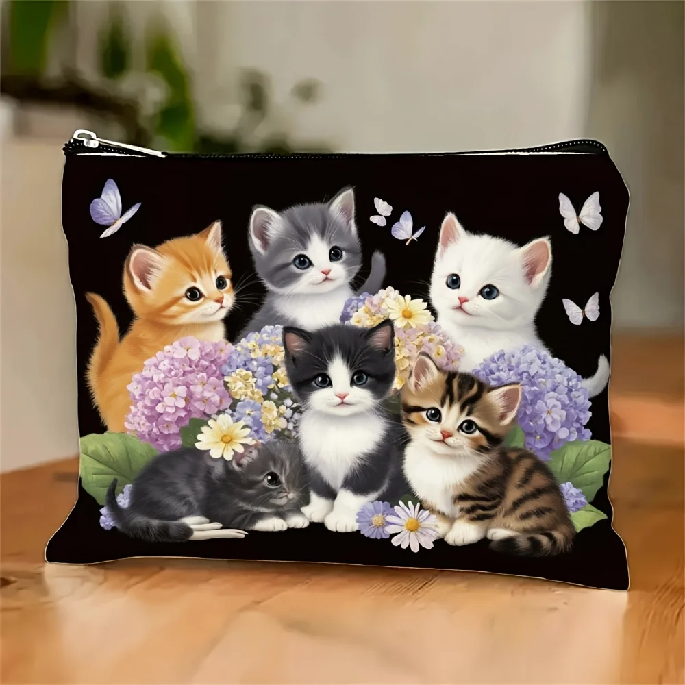 Purrfect Cat Print Multi‑Use Zipper Bag