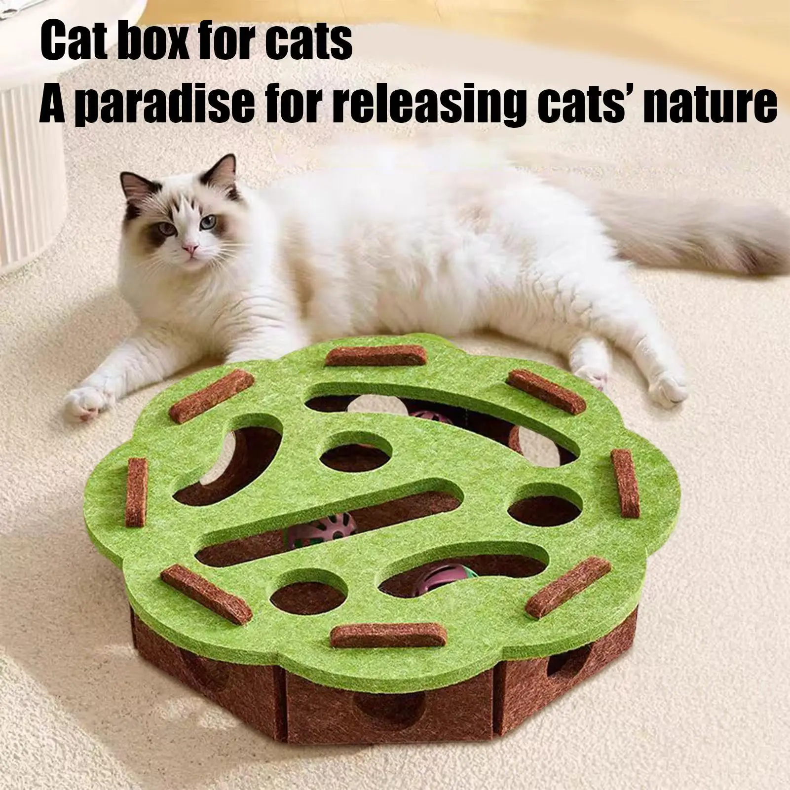 Felt Maze Puzzle Toy. Multi‑Layer Digging & Scratching Enrichment Game for Cats - Image 2