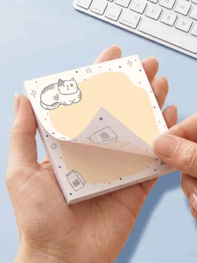 Kawaii Cat Sticky Notes - 4-Pack Pastel 3X3 Memo Pads, 200 Sheets