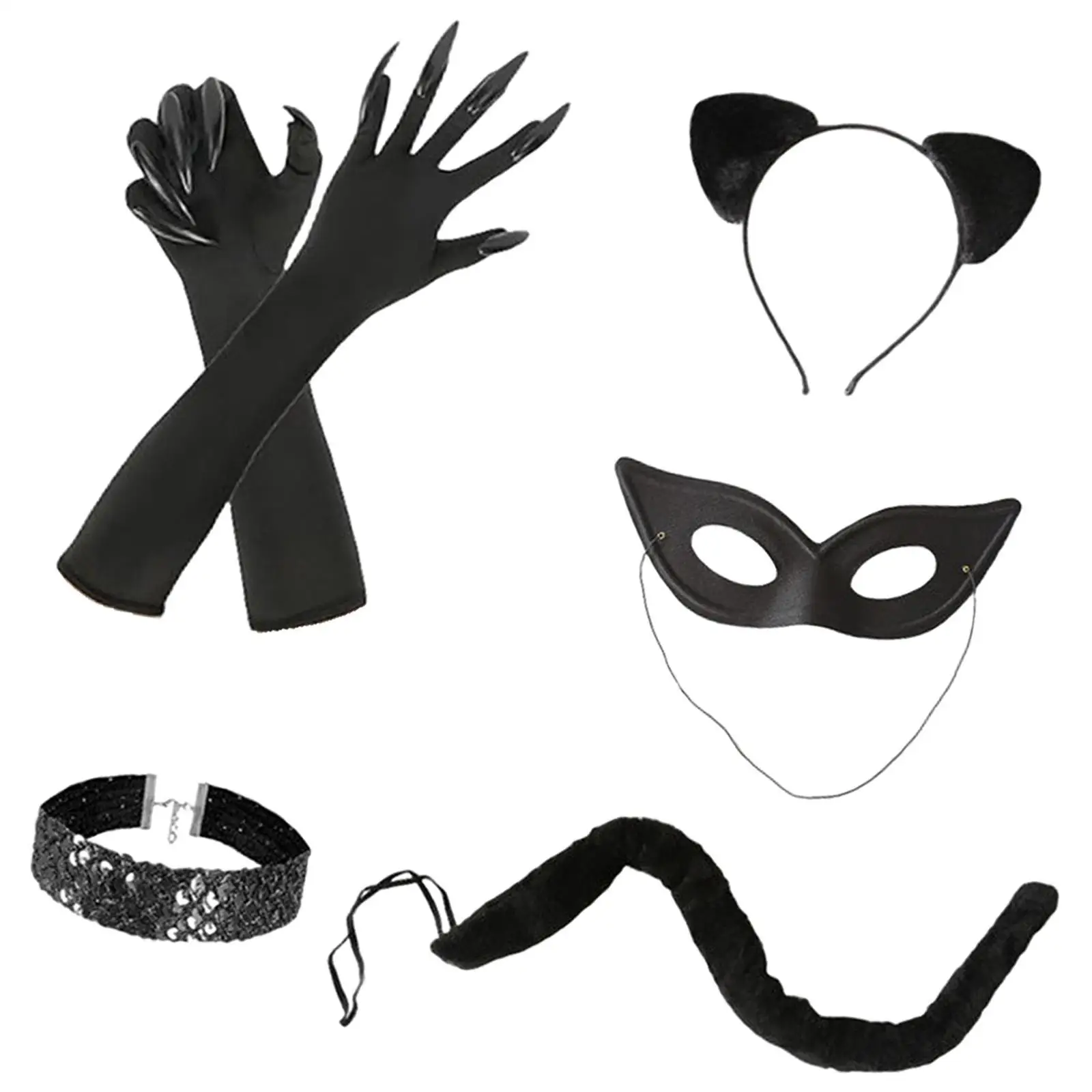 Black Cat Cosplay Set. Ears & Tail Costume Accessories for Women - Image 3