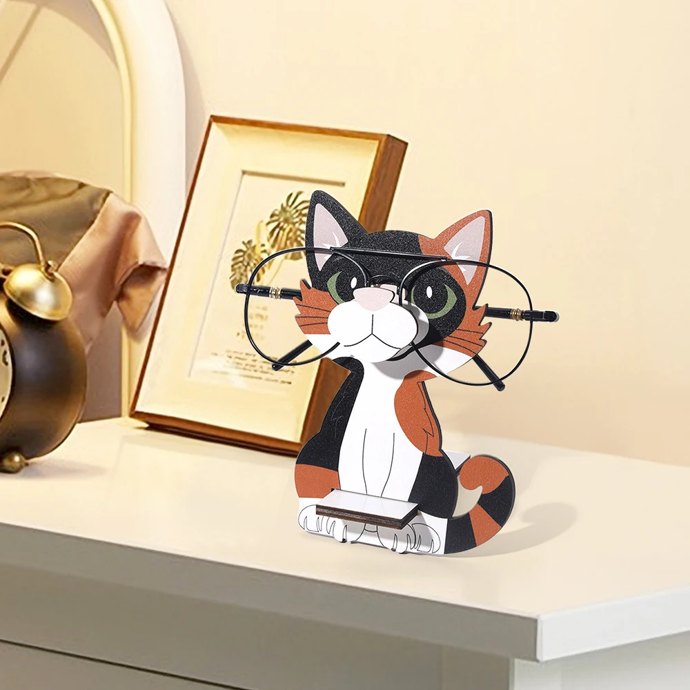 π 3D Cartoon Cat Eyeglass Holder β Wooden Desk Buddy for Glasses & Sunnies - Image 3