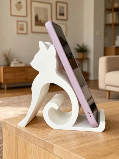 🌟 Kawaii Cat Phone & Tablet Holder — Cute Desktop Buddy for Any Room