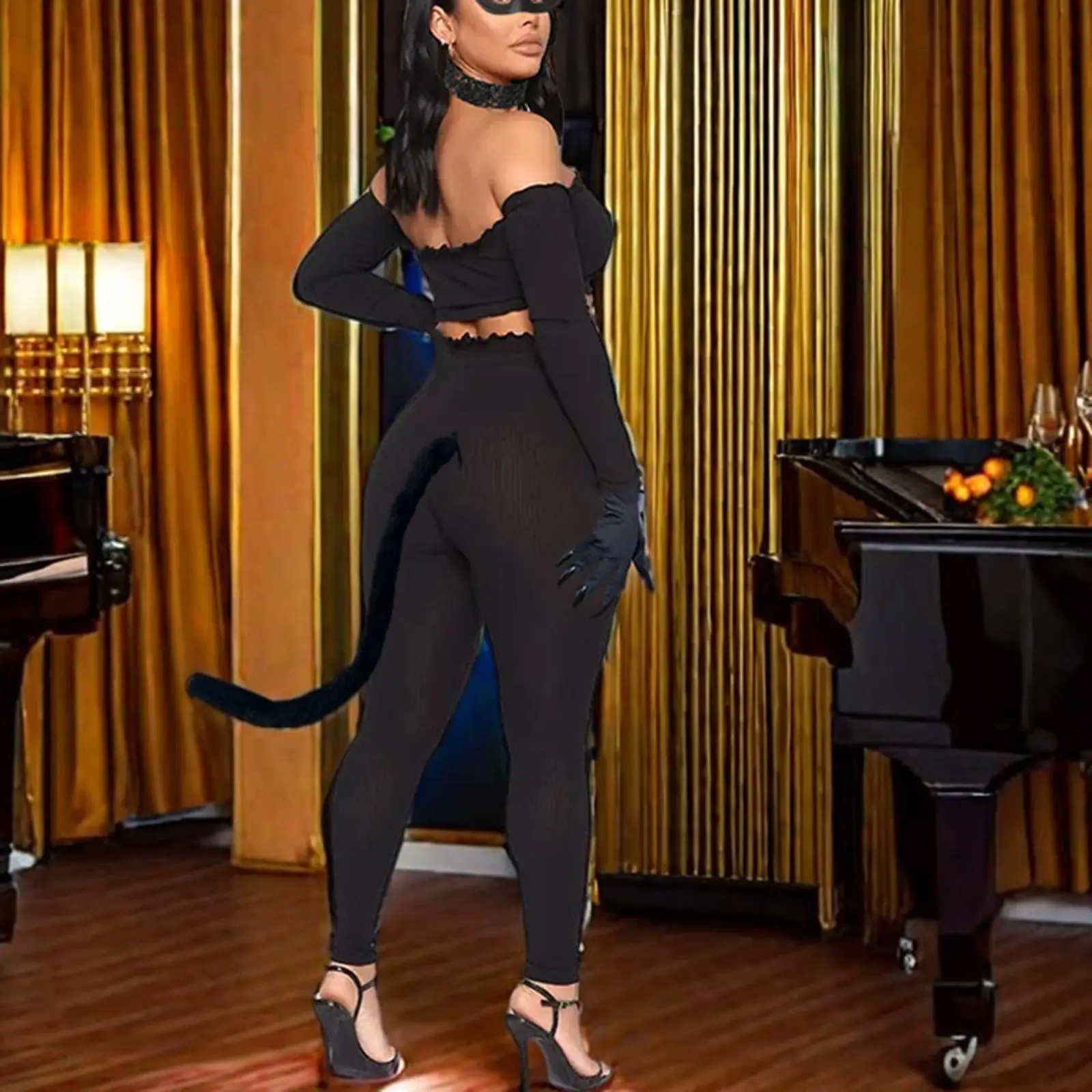 Black Cat Cosplay Set. Ears & Tail Costume Accessories for Women - Image 8