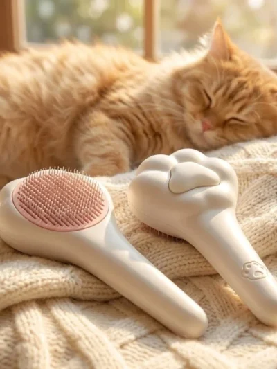 Cute, comfy brushing with a magical self‑cleaning paw — grooming made easy.