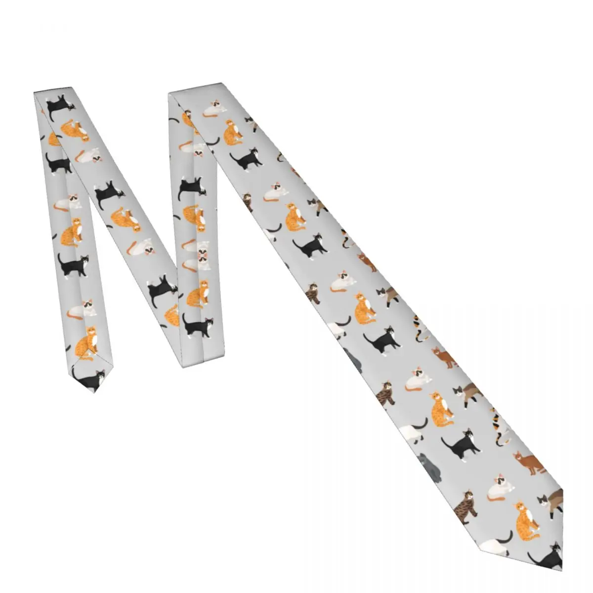 ๐ Slim Cartoon Cats Necktie (Unisex) Fun style for Cat Lovers. - Image 6