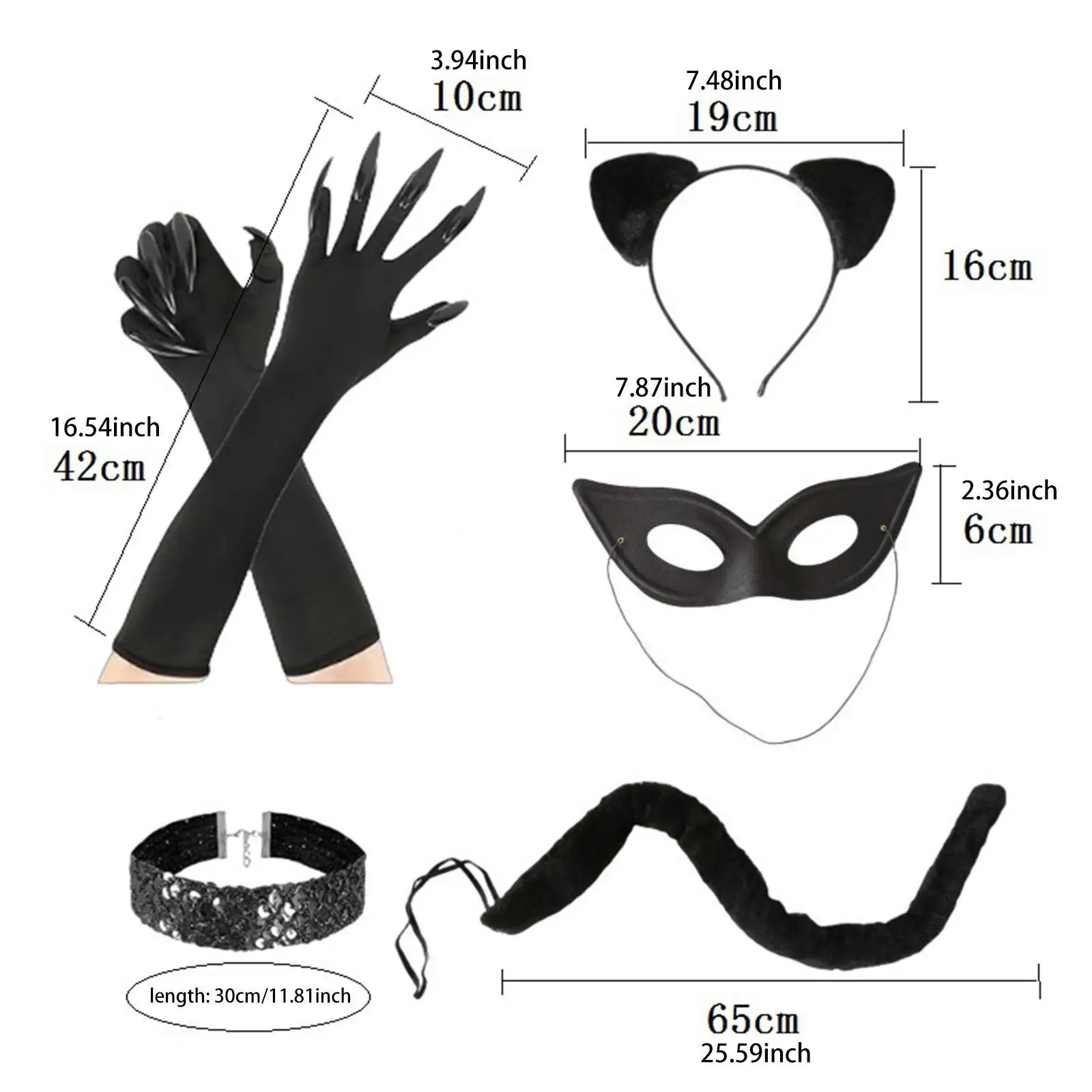 Black Cat Cosplay Set. Ears & Tail Costume Accessories for Women - Image 6