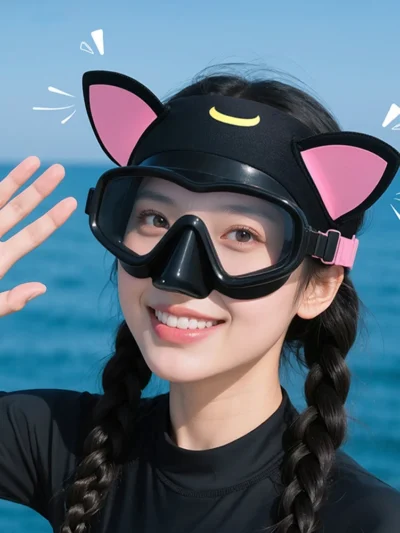 Cat Ears Dive Hairband,   3mm Neoprene Adjustable Water‑Sport Hood with Cute Cartoon Ears