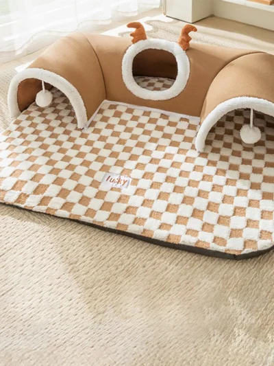 Kitty Hide‑and‑Nap Tunnel Bed. “For kitties who love to sneak, snooze, and surprise.”