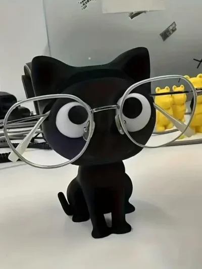 🌟 Black Cat 3D Eyeglass Holder — Wooden Kitty Stand for Glasses & Sunnies