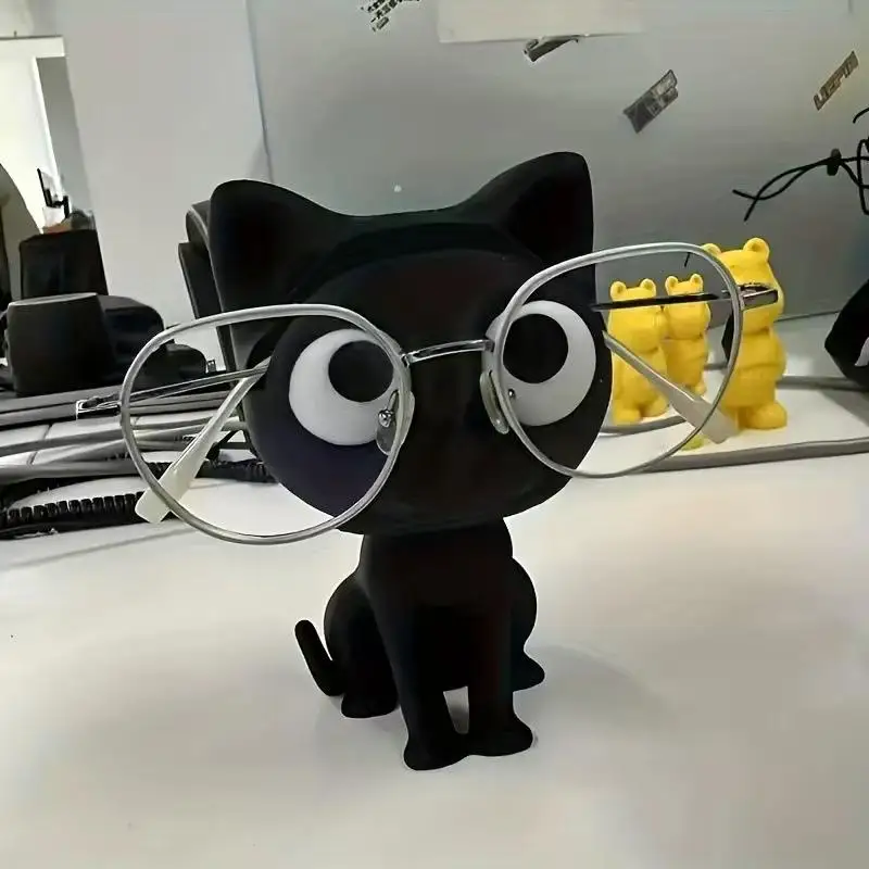 ๐ Black Cat 3D Eyeglass Holder โ Wooden Kitty Stand for Glasses & Sunnies
