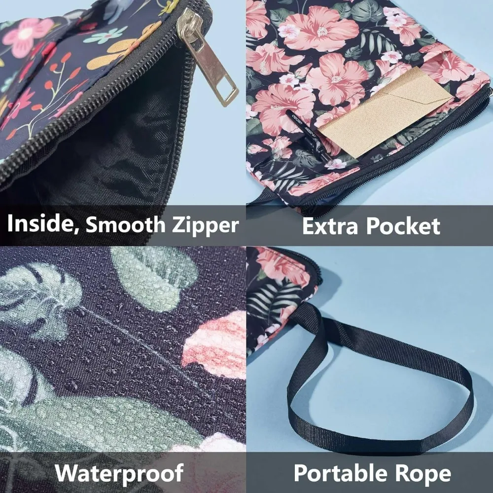 Floral Butterfly Cat Book Sleeve - Washable Cloth Zipper Bag - Image 3