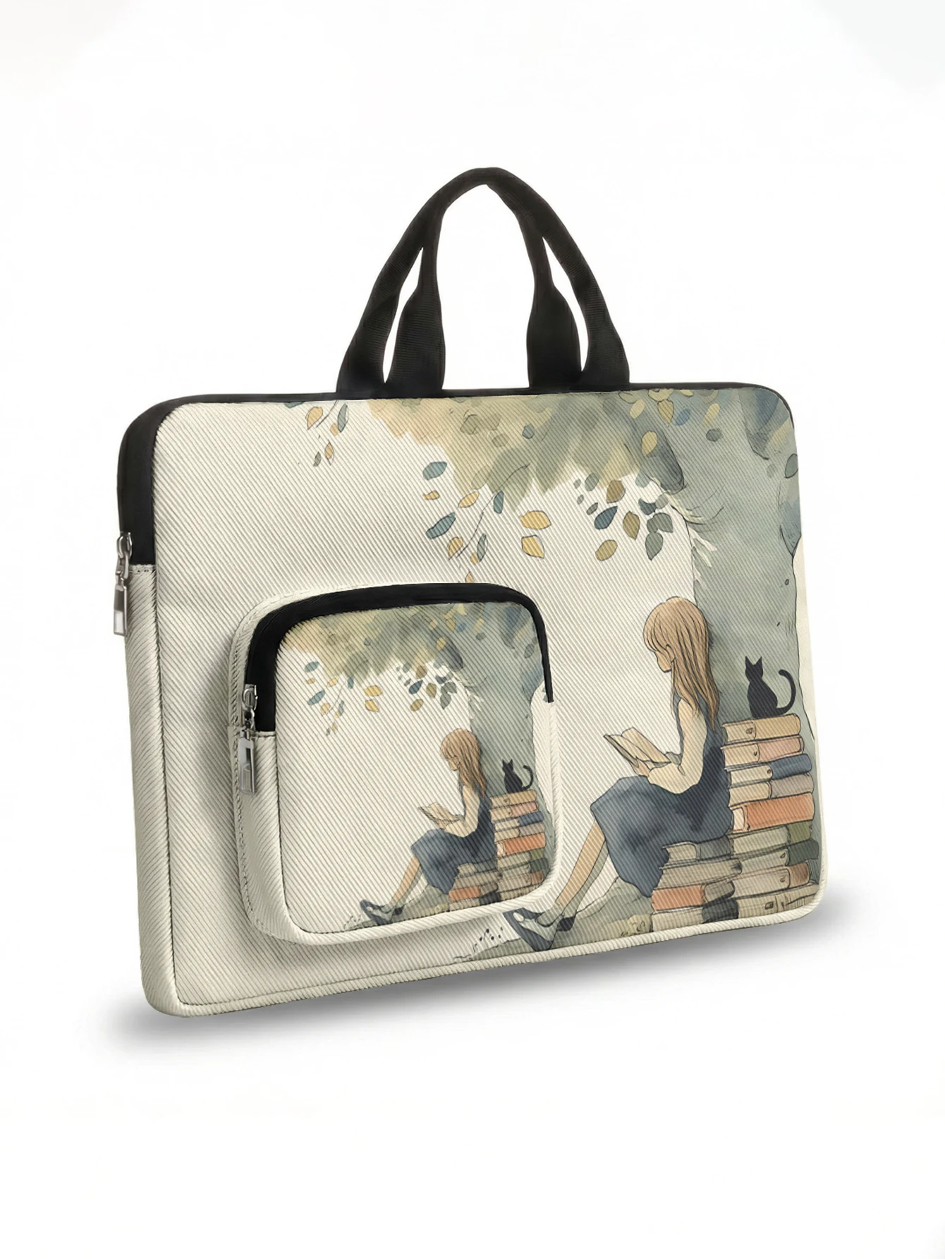 ππββ¬ Reading Girl & Black Cat Shockproof Laptop Bag - Image 4