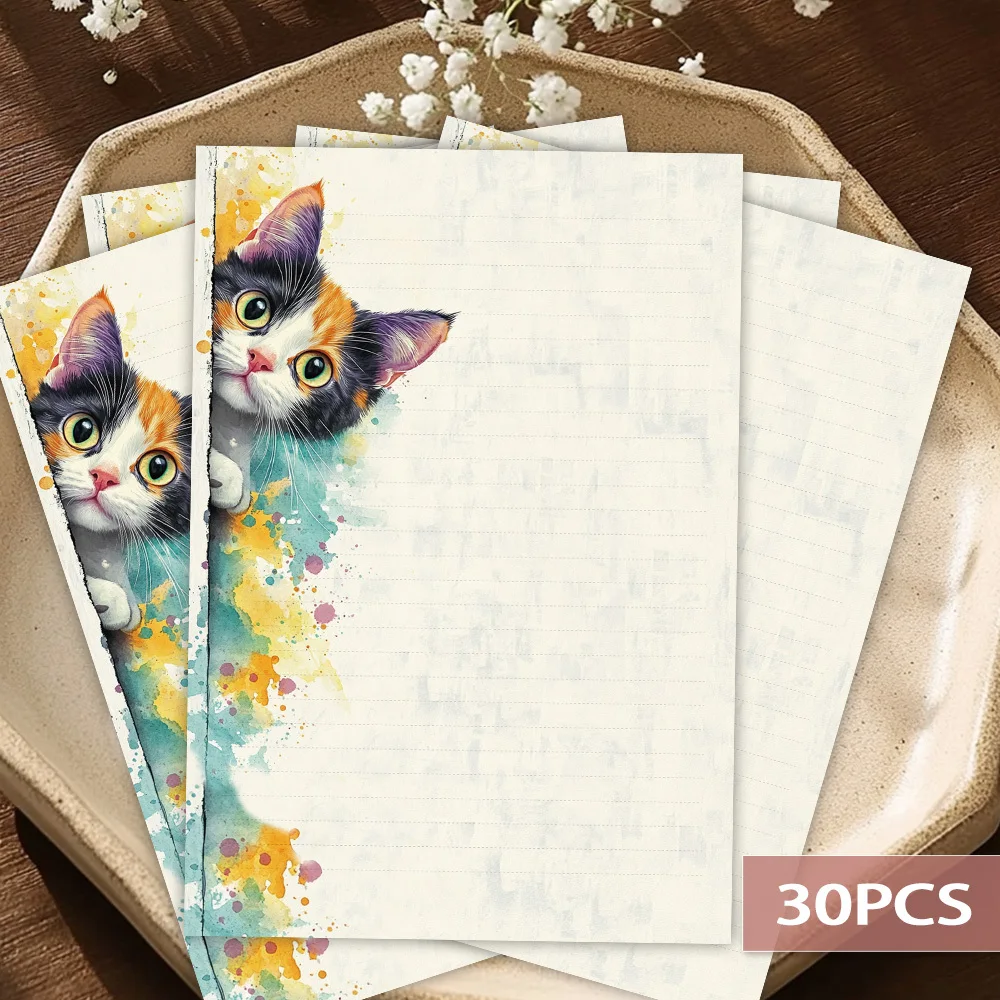 π Peeking Calico Cat B5 Writing Sheets β 30 PCS Cozy Stationery - Image 2