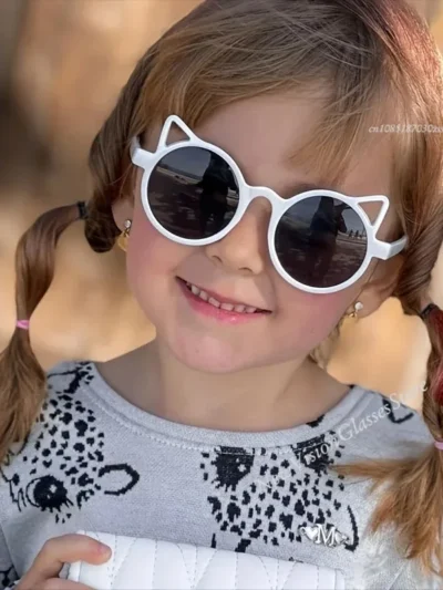 Kitty Cartoon Ear Sunglasses.   Cute UV400 Kids‑Style Shades for Cats & Small Dogs