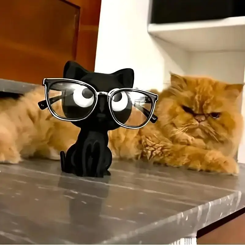 ๐ Black Cat 3D Eyeglass Holder โ Wooden Kitty Stand for Glasses & Sunnies - Image 3