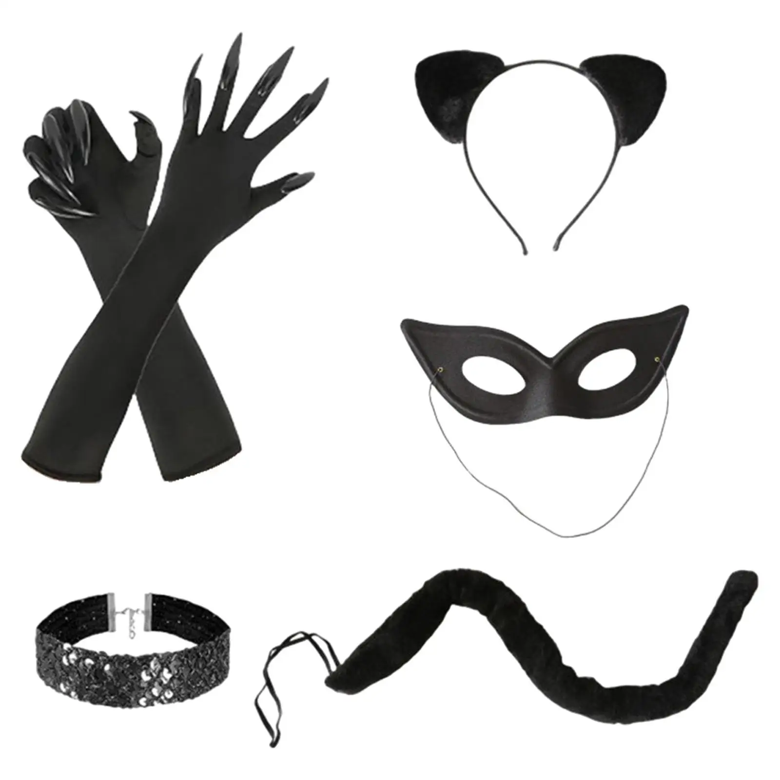 Black Cat Cosplay Set. Ears & Tail Costume Accessories for Women - Image 2