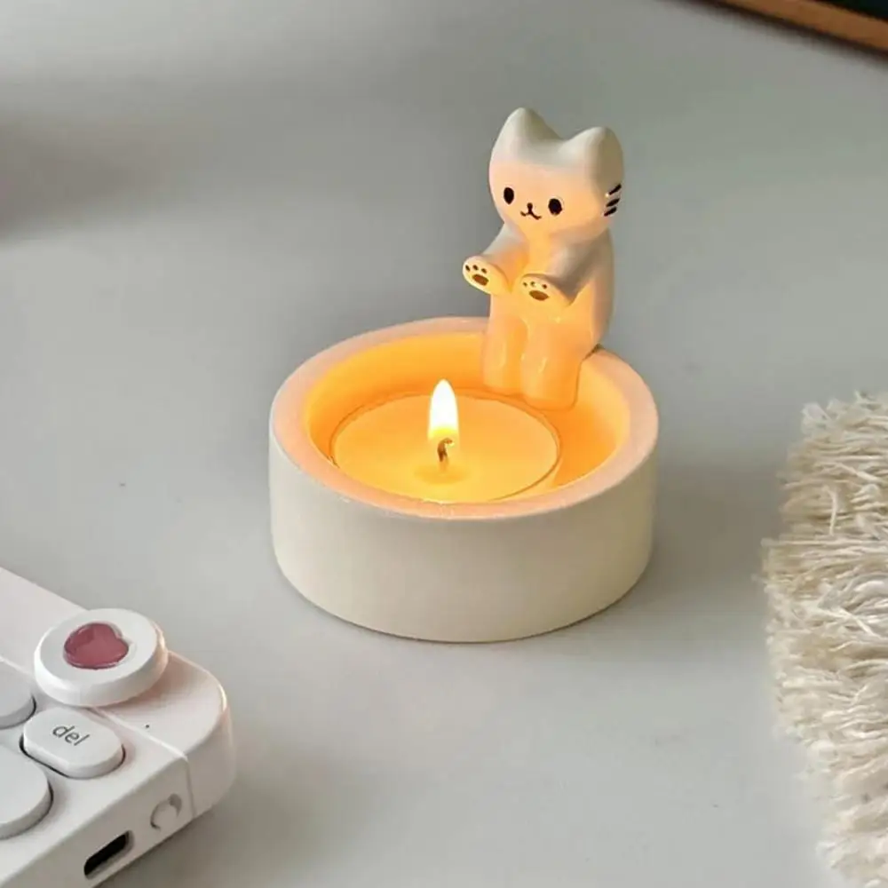 Cartoon Cat Candle Holder Table Home Decoration. Candle not included. Creative Funny Cat Aromatherapy Candles Candlestick Cat Warming Paws Candlestick - Image 13