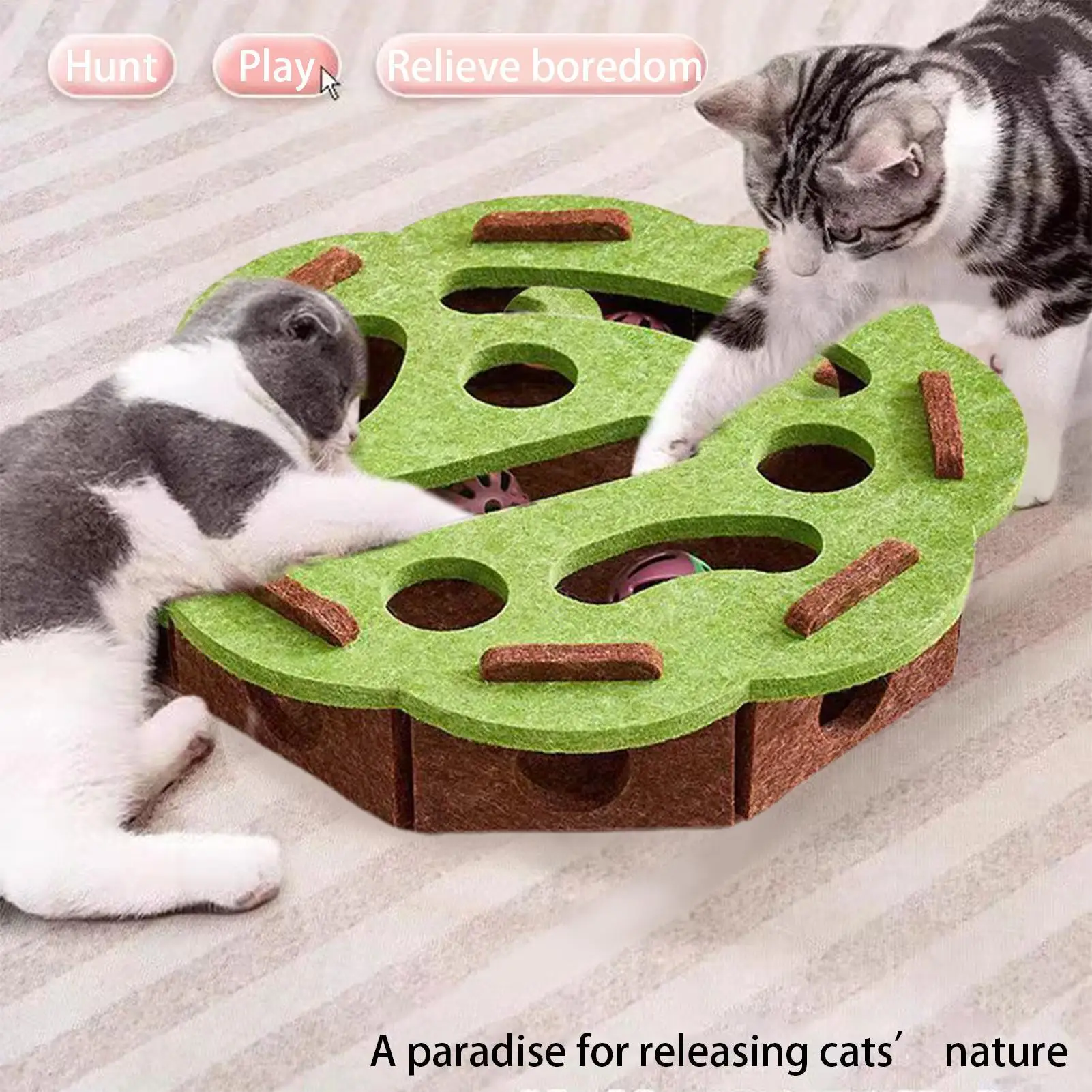 Felt Maze Puzzle Toy. Multi‑Layer Digging & Scratching Enrichment Game for Cats