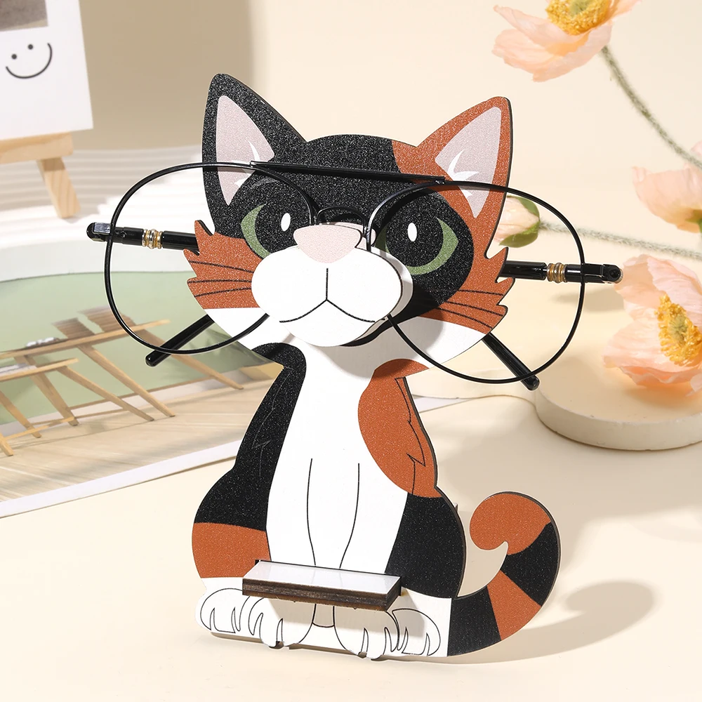π 3D Cartoon Cat Eyeglass Holder β Wooden Desk Buddy for Glasses & Sunnies