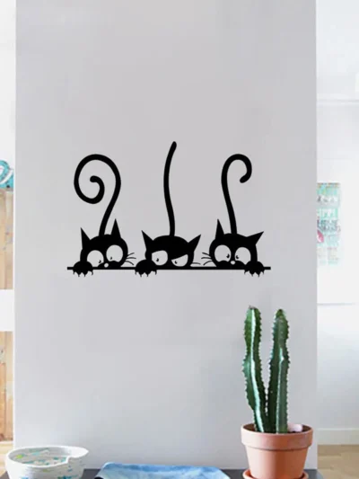 ⭐ Three Funny Cats Wall Sticker