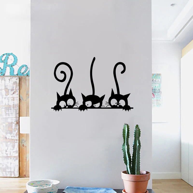 ⭐ Three Funny Cats Wall Sticker