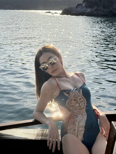 ⭐ Drawstring Cat Print Hot Spring Swimwear