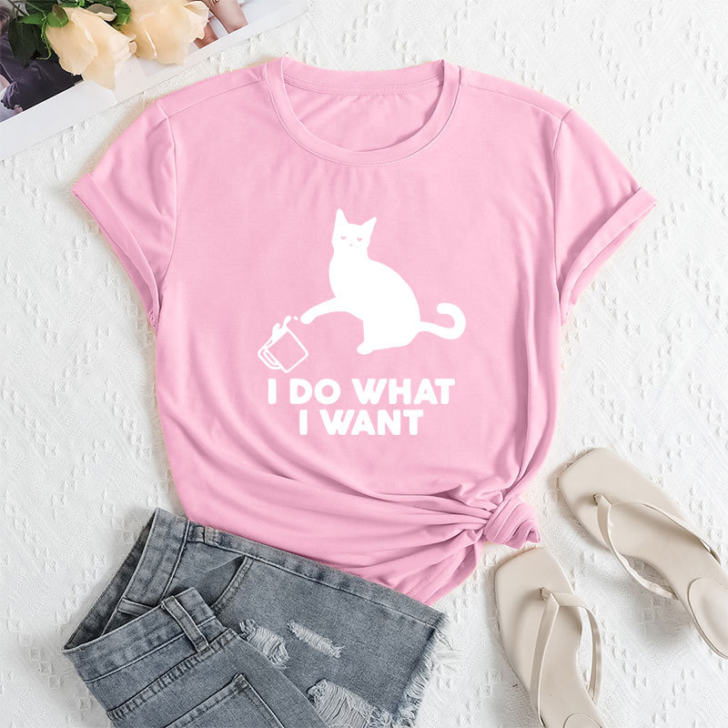 ⭐ Cute Cat‑Patch Floral Print Women’s Tee - Image 3