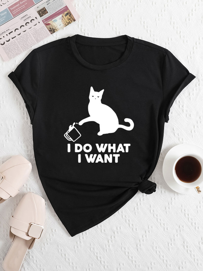 ⭐ Cute Cat‑Patch Floral Print Women’s Tee - Image 2