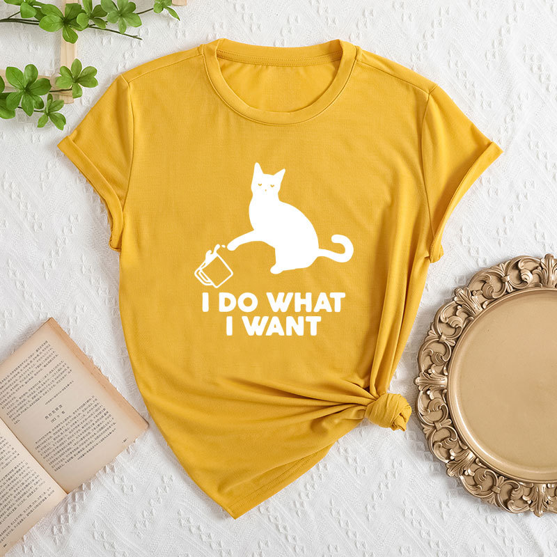 ⭐ Cute Cat‑Patch Floral Print Women’s Tee - Image 5