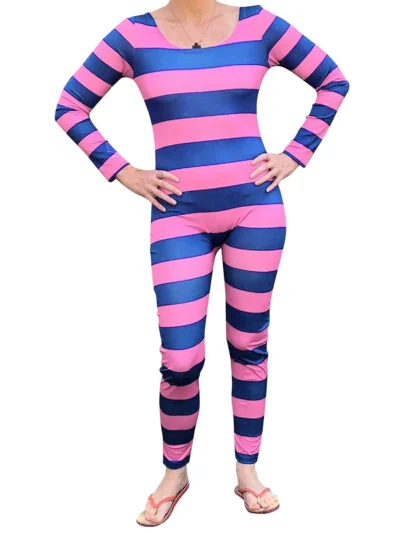 ⭐ Women’s Cheshire Cat Pink‑Purple Striped Jumpsuit