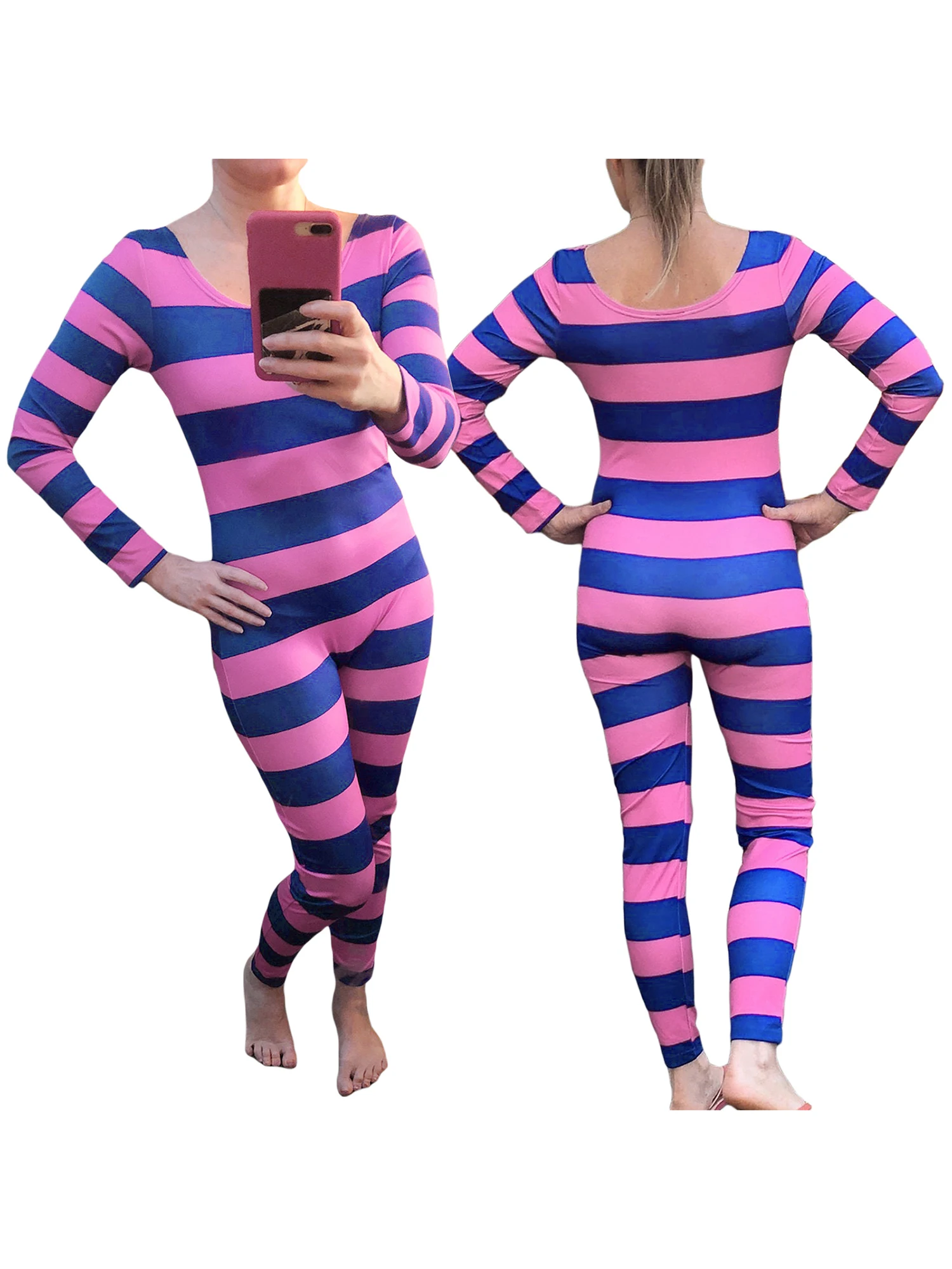 ⭐ Women’s Cheshire Cat Pink‑Purple Striped Jumpsuit - Image 8