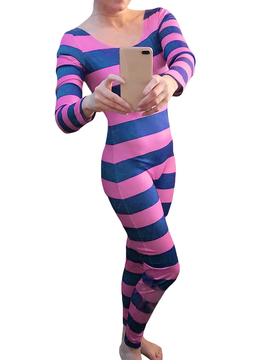 ⭐ Women’s Cheshire Cat Pink‑Purple Striped Jumpsuit - Image 7