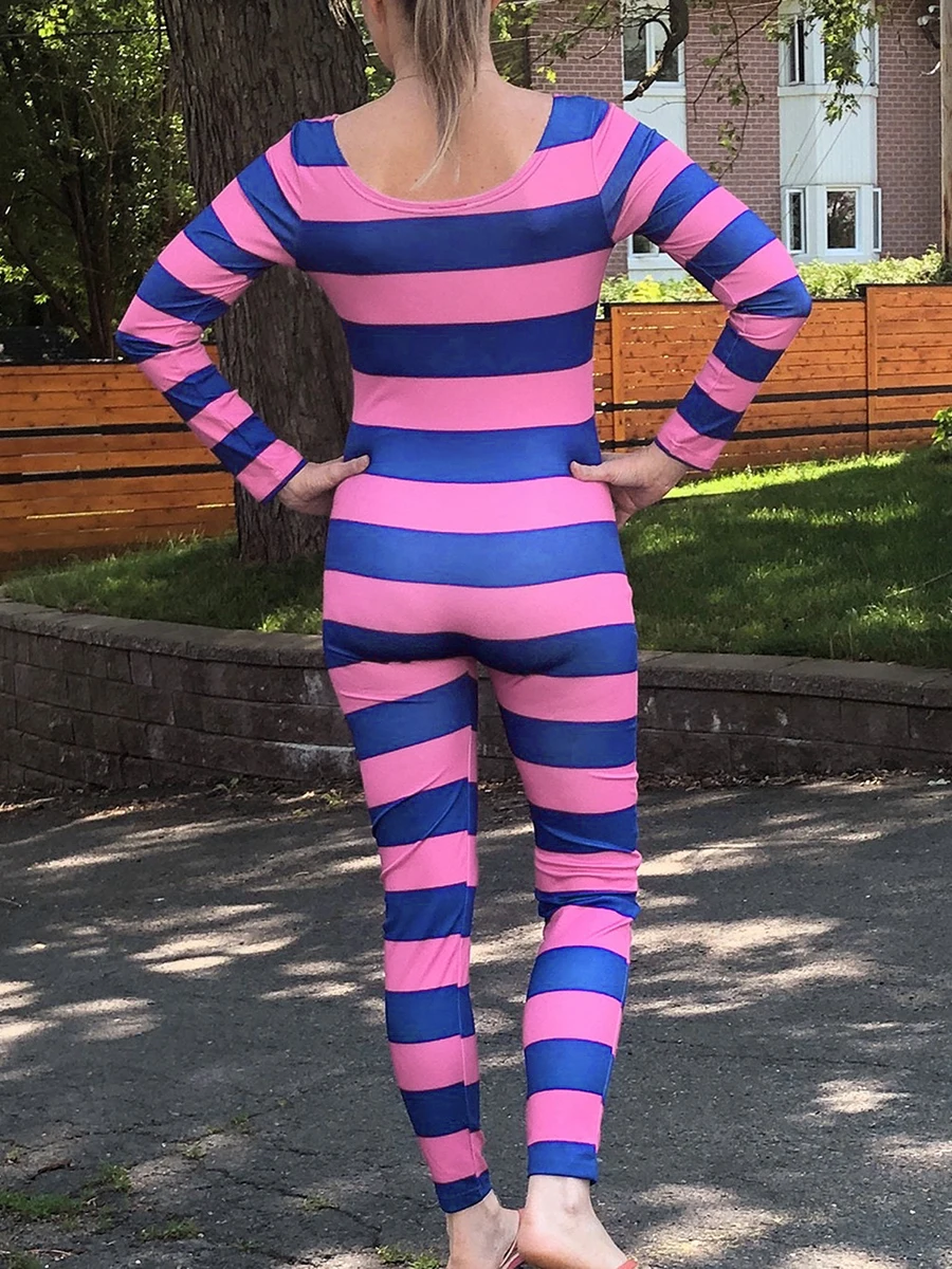 ⭐ Women’s Cheshire Cat Pink‑Purple Striped Jumpsuit - Image 4