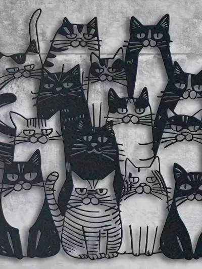 ⭐ 2D Metal Cat‑Shaped Wall Art
