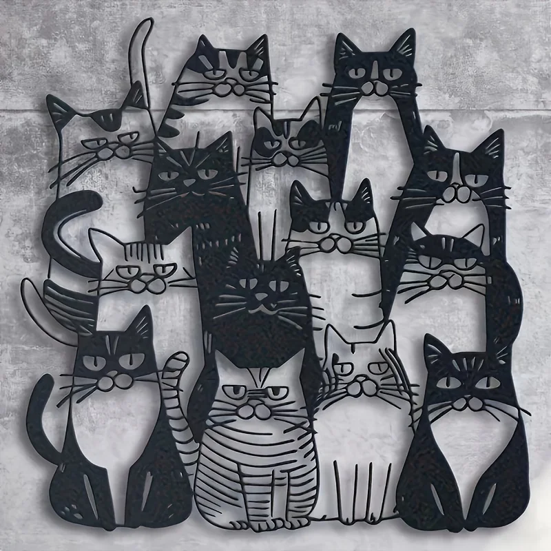 ⭐ 2D Metal Cat‑Shaped Wall Art